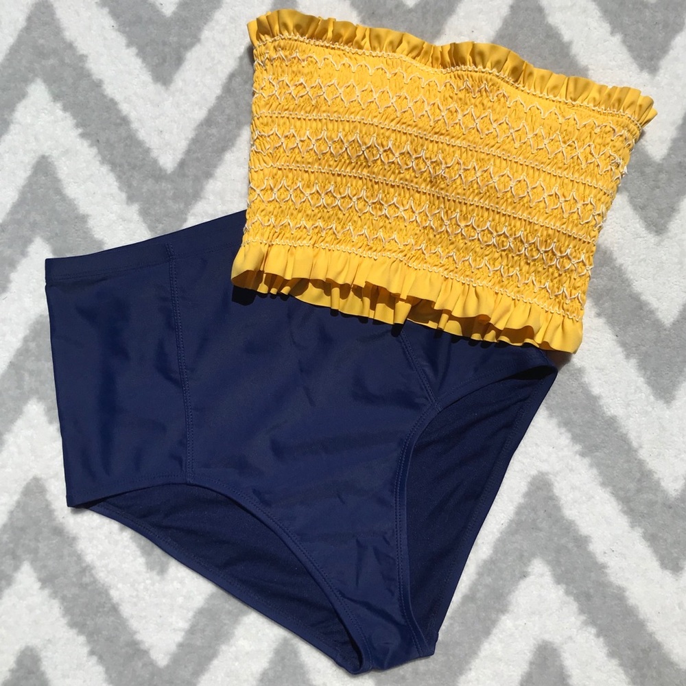 Navy Blue High Waisted Bikini Bottom
